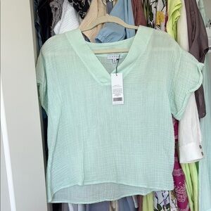 Edge Green Boxy Short Sleeve Blouse